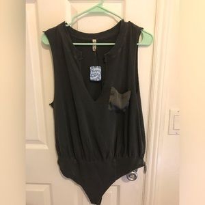 Free People Black Bodysuit